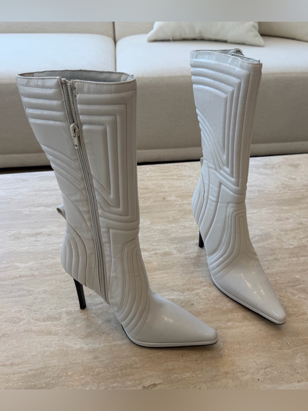 Jefferey Campbell Selena Light Gray Puffer Heels